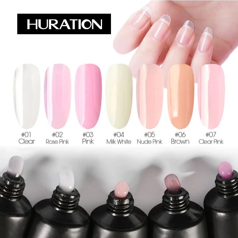

Huration Gel Topcoat 11g Poly Gel UV Fast Gel Nail Extension Varnish Pink Color Series Polygel Lacquer Gel Off White for Nails