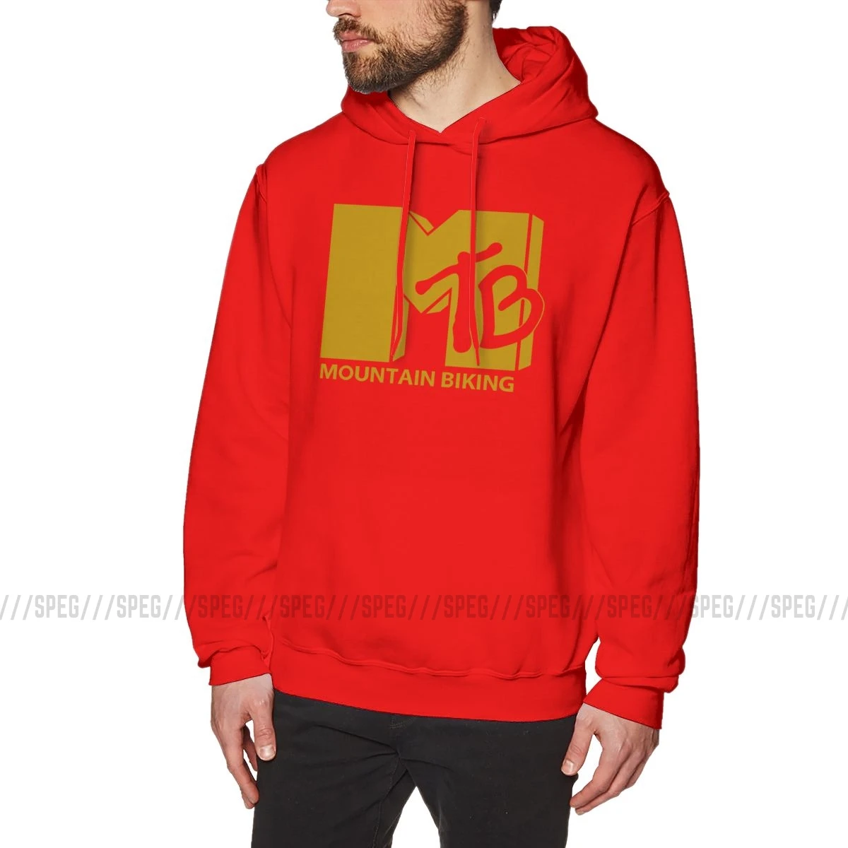 Мужские толстовки с капюшоном MTB Горный Велоспорт велосипед хлопок осень Crazy Hoodie велосипедный спуск велосипед всадник пуловеры - Цвет: Красный
