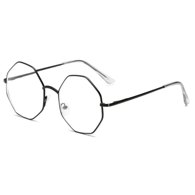 Gafas poligonales octogonales para hombres y mujeres, marco de anteojos hermoso, lente transparente, de Metal, gafas Retro de - AliExpress