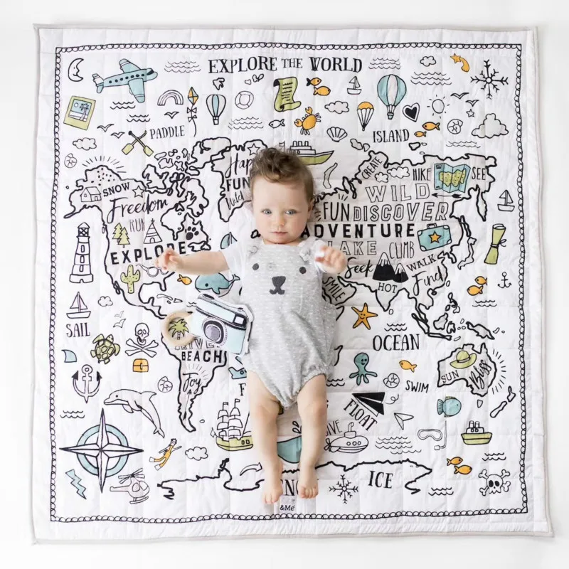 

Baby Play Mat Toys Kids World Explore Map Game Carpet Baby Room Crawling Pad Folding Mat Baby Drop-proof Carpet House Decoration