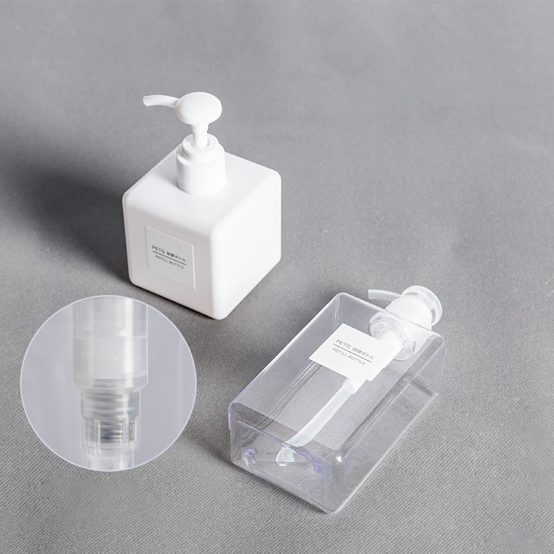 Travel Plastic Square Bottle Dispenser 250/450/650ml empty bathroom liquid soap lotion shower gel dispenser bottle soap dispenser refillable bottle soap dispenser bottle refillable plastic bottles plastic lotion bottle
