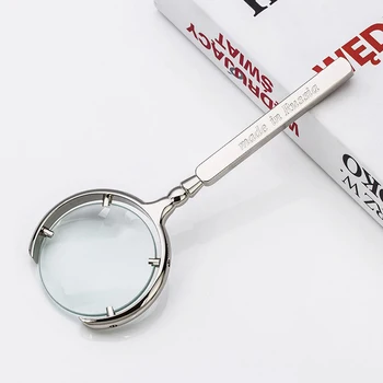 

Classic Metal Handheld Magnifier 8X Glass Lens Antique Magnifying Tools Crafts Identification Seniors Reading Helper 60mm