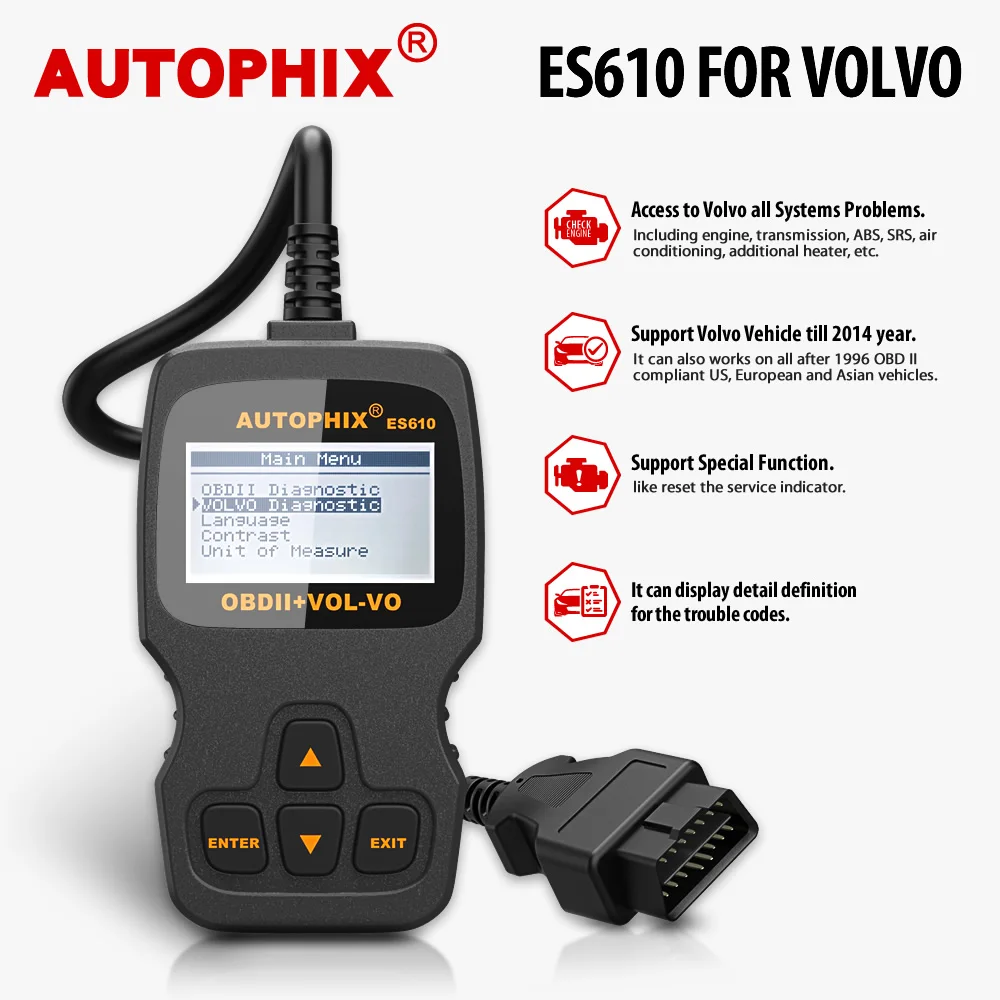Autophix ES610 профессиональный Авто OBD2 EOBD диагностический инструмент для Volvo |