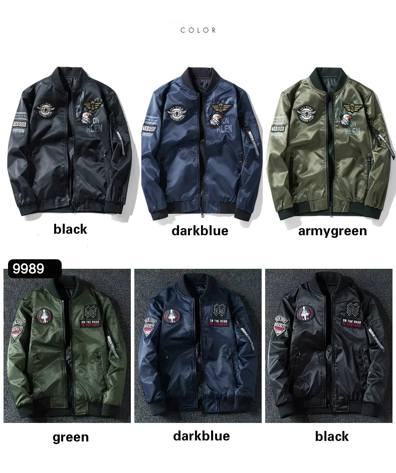 Winter Bomber Jacket Men Military Pilot Jacket Badge Fashion