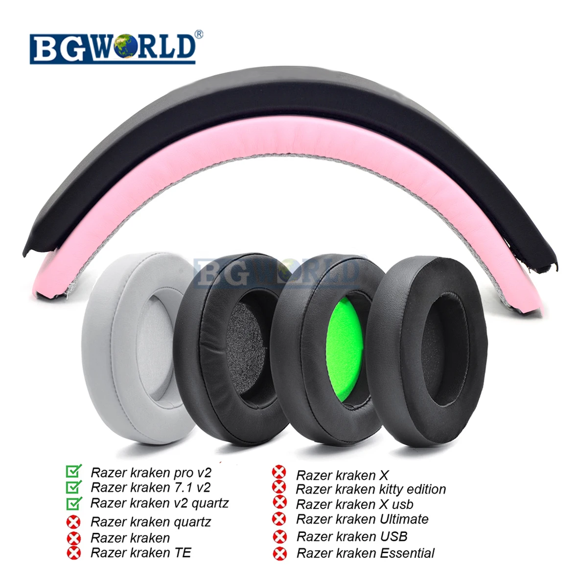 Bgworld Replacement Oval Round Earpads Foam Ear Pads Headband For Razer  Kraken 7.1 Chroma V2 Usb Gaming Pro V2 Headphone - Earphone Accessories -  AliExpress
