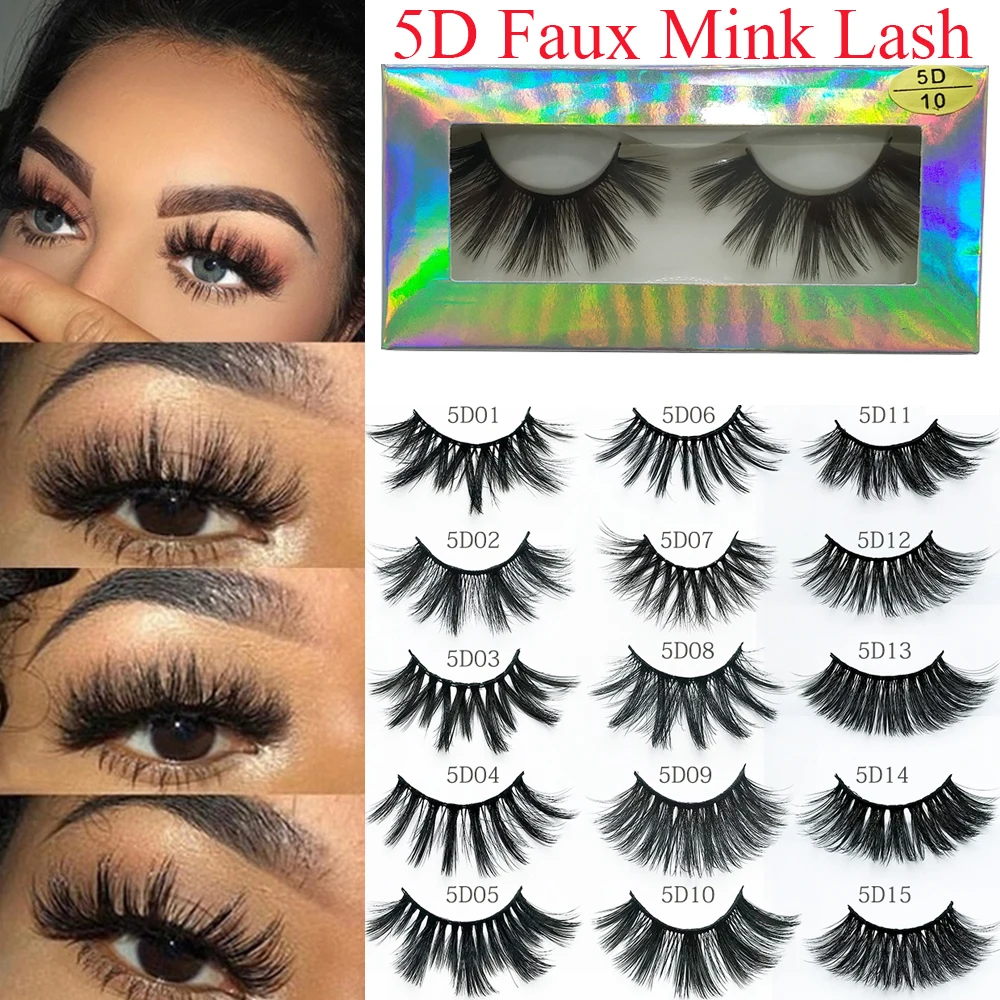 

1 Pair 20mm 5D Faxu Mink False Eyelashes Criss-cross Long Fluffy Multi-layer Lashes Cruelty-free Beauty Makeup Tools Handmade