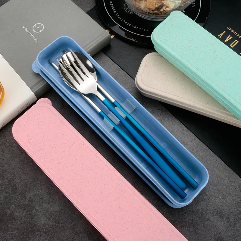 3-piece Portable Flatware Set, Chopsticks, Fork And Spoon With 3-piece Portable Flatware Set, Chopsticks, Fork And Spoon With