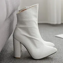 CHAMSGEND/женские ботильоны на высоком каблуке со шнуровкой; сезон осень-зима; женские ботинки на платформе; модная обувь; цвет белый, черный; большие размеры