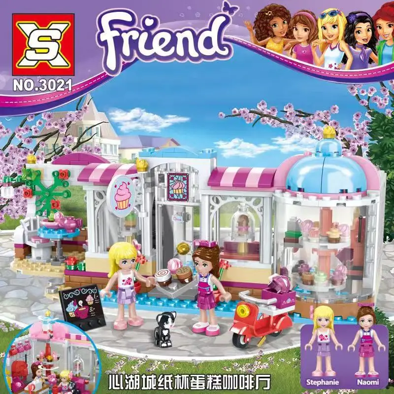 

Double Elephant 3021 yi jiao Assembled Children GIRL'S Series Heartlake Cake Coffee Shop GIRL'S And BOY'S Building Blocks Toy
