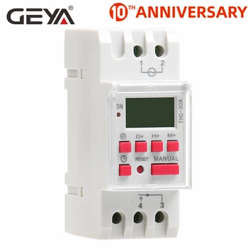

GEYA THC-30 Electric Digital Timer Switch Programmable Din Rail 30A AC DC 12V 24V 110V 220V 240V