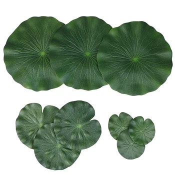 

Pack Of 9 Artificial Floating Foam Lotus Leaves Water Lily Pads Ornaments Green | Perfect For Patio Koi Fish Pond Pool Aquariu