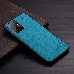 Luxurious Bamboo Wood Pattern Leather Phone Case - Premium Protection for Mi 11T (Light Blue)
