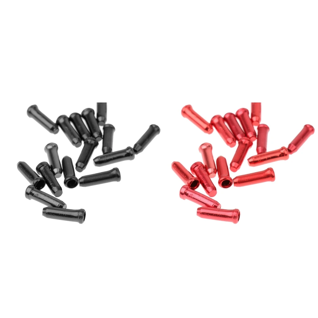 40 Pieces Bicycle Brake Derailleur Shifter Cable End Cap Crimp Red+Black