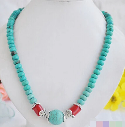 +++905 Tibet Cultural round turquoise bead red coral necklace | Украшения и аксессуары