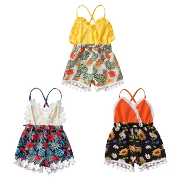 

Fashion Newborn Baby Girls Ruffle Romper Jumpsuits Kids Summer Clothes Print Jumpsuit
