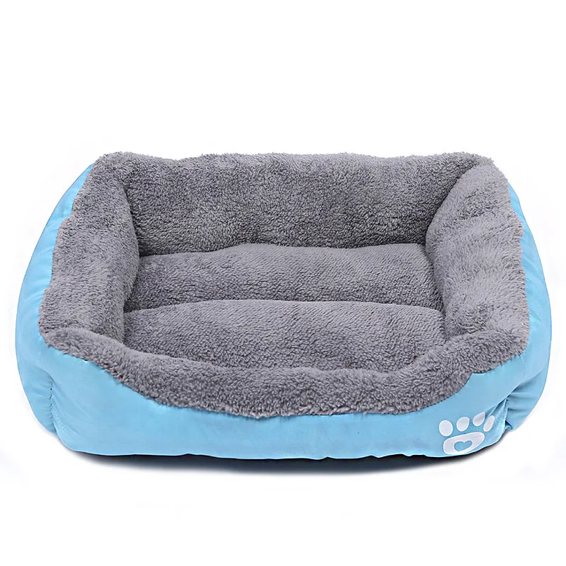 Sky Blue Зимняя теплая хлопковая кровать для домашних животных, для маленьких, средних и больших собак, водонепроницаемая нескользящая Нижняя кровать для собак, мягкая флисовая кровать для кошек и собак, диван-домик - Цвет: Sky Blue