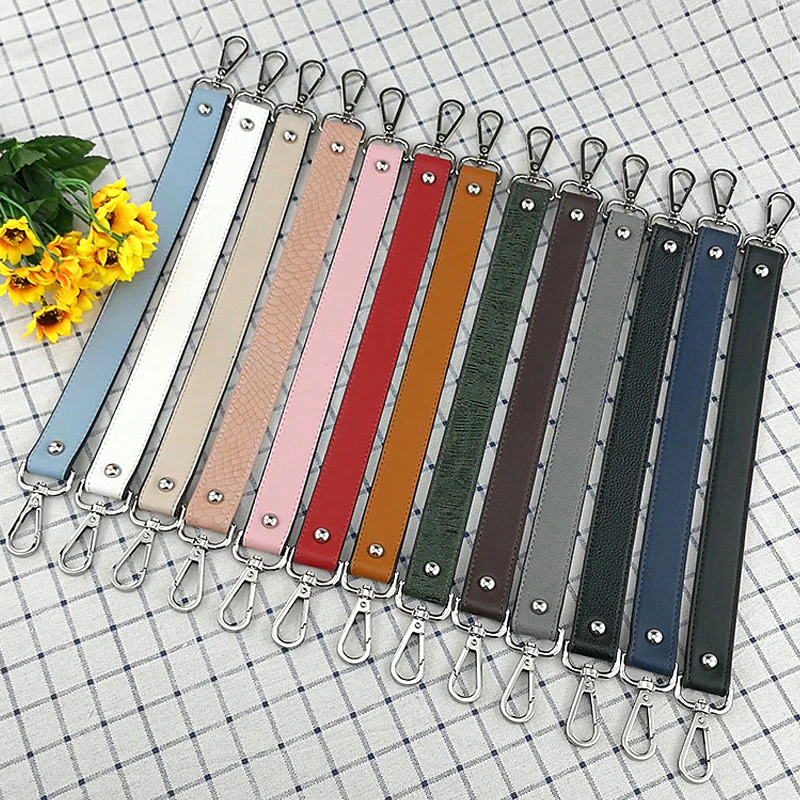 Bolso de mano de 42cm con asa de cuero sintético, cinturón corto de piel sintética de Color sólido, reemplazo artesanal, bolso con correa, ASA, accesorios para bolso