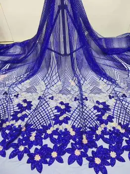 

2020 High Quality nigerian tulle fabric French Tulle lace Women Dress Embroidered Sequin Lace Fabric African