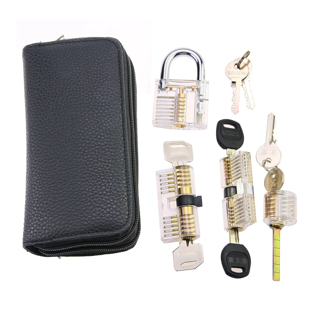 

Locksmith Lock Picking Set ,4pcs Practice Transparent Locks with 24pcs Blue Handle Lock Set Remove Broken Tools