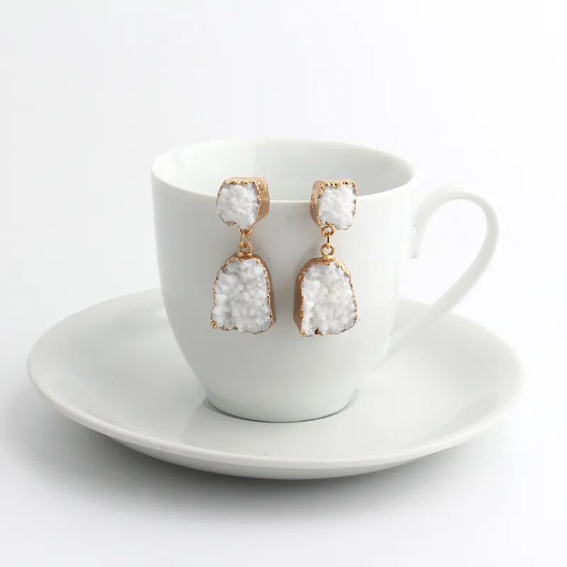 Hot Vintage Stone Druzy Resin Earrings Irregular Geometric Drop Earrings For Women Jewelry Statement Gifts For Women Accessories (6)