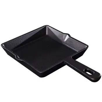 

Cast Iron Flat Bottom Mini Nonstick Frying Pan Square Pancake Pan Gas Induction Cooker Pancake Pan (Black)