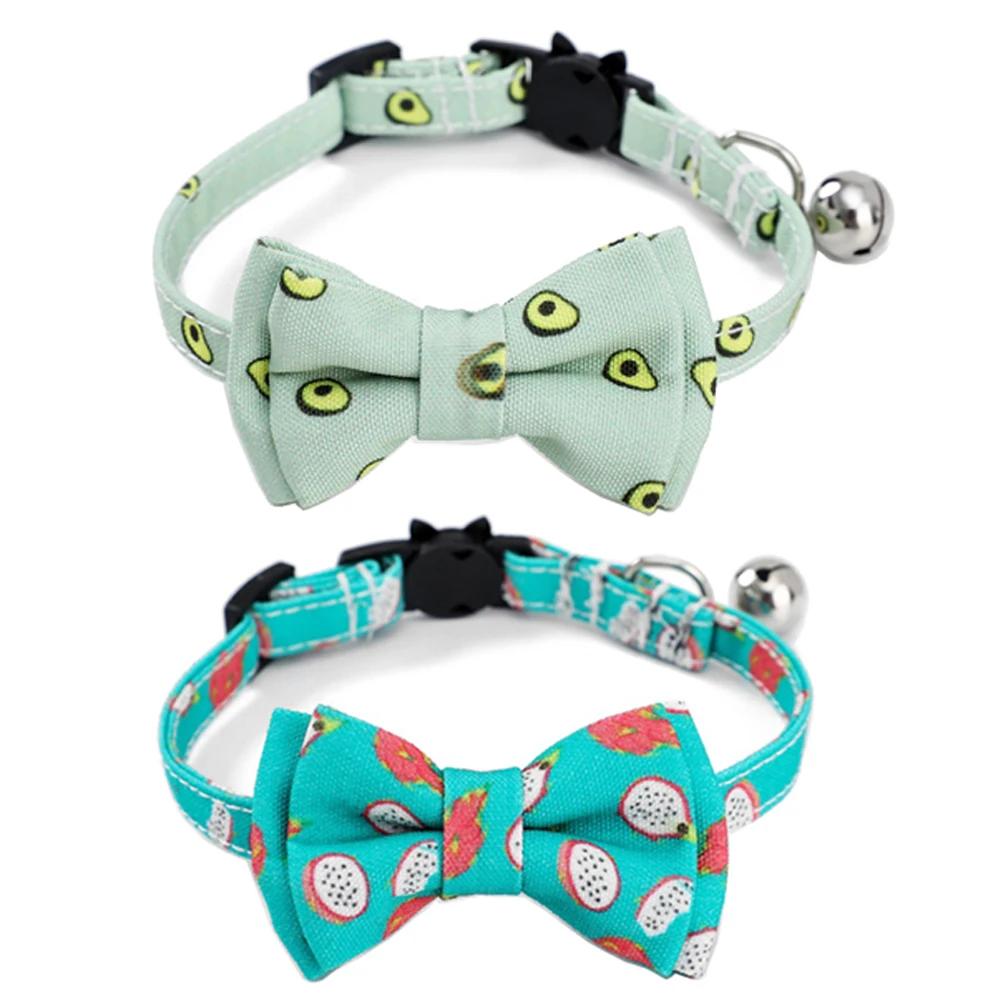 Breakaway Cat Collar with Bell and Accessories Summer Printing Kitten Collar Bowtie Safety for Kitty 10 Colors Adjustable Breakaway Cat Collar with Bell and Accessories Summer Printing Kitten Collar Bowtie Safety for Kitty 10 Colors Adjustable