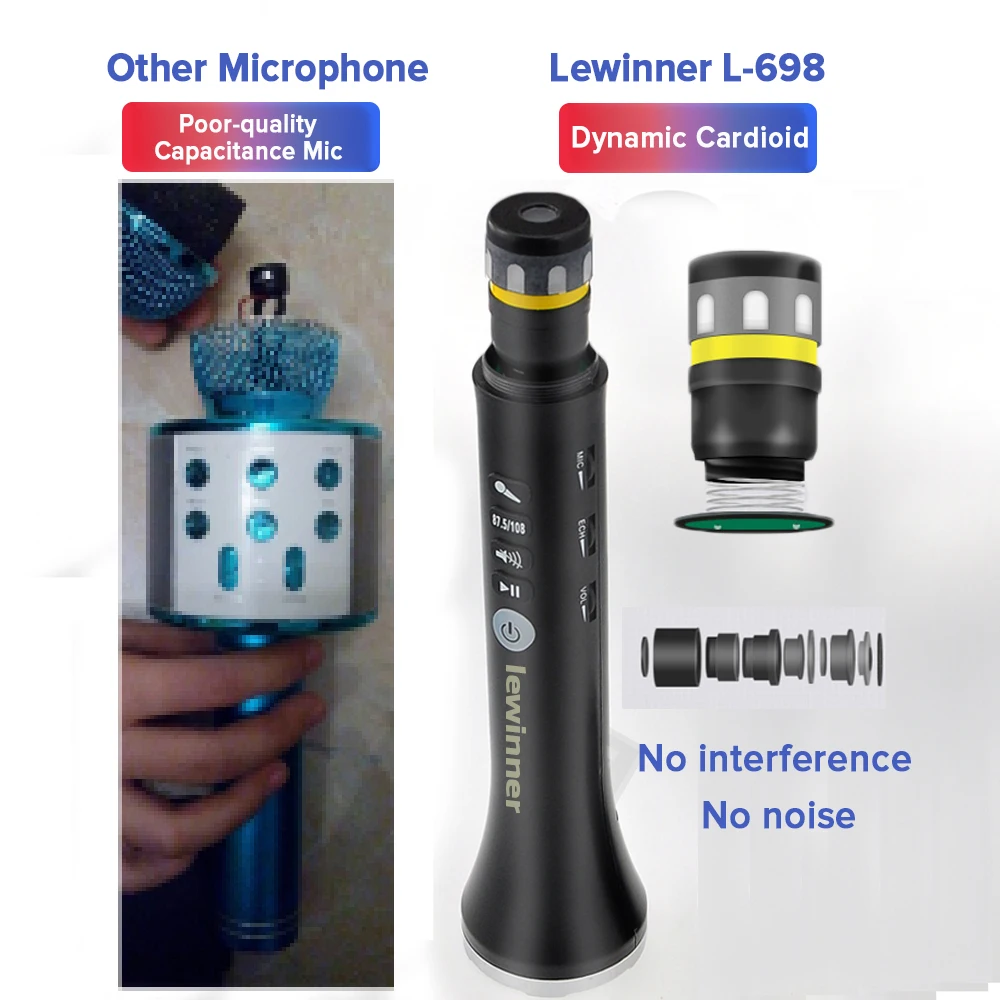 Lewinner-profissional L698 Microfone 15w Portátil sem Fio Bluetooth Alto-falante para Ios Android - Image 2