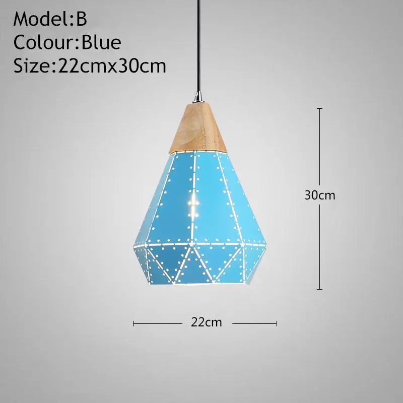 Model B Blue Современный Железный светодиодный подвесной светильник, креативный деревянный подвесной светильник, светильник для ресторана, кухни, подвесной светильник, подвесной светильник с веревкой, подвесные светильники для лестницы - Цвет корпуса: Model B Blue
