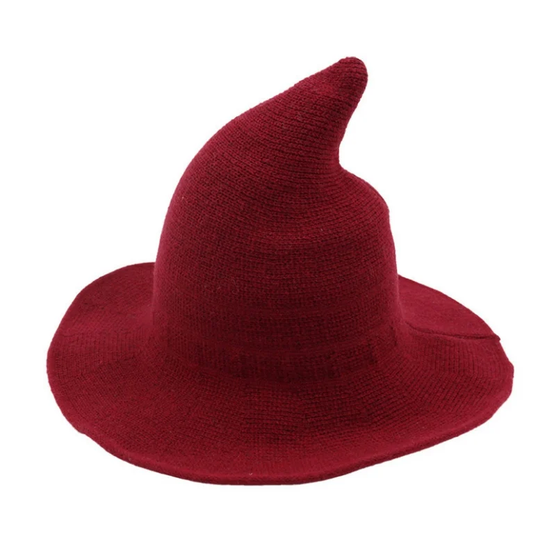 Зимняя новая шляпа ведьмы на Хэллоуин разнообразная овчина шерстяная шапка вязанная Солнцезащитная Женская Косплей винтажные Остроконечные шапки для женщин - Цвет: 3