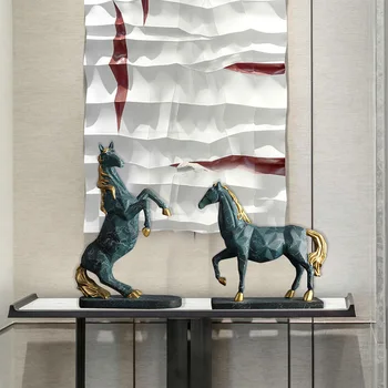 

NEW CHINESE LUCKY ANIMAL HORSE RESIN ORNAMENTS HOME LIVINGROOM TABLE ACCESSORIES CRAFT HOTEL OFFICE DESKTOP FIGURINES DECORATION