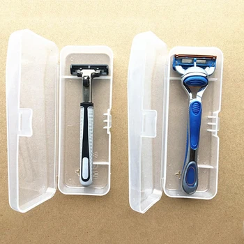 

New 1pc Men Universal Shaver Storage Box Handle Box Full Transparent Travel Plastic Case Razor Boxs Eco-Friendly Shaving Box