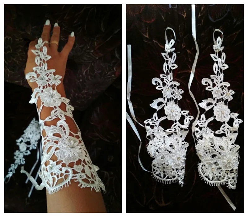 BacklakeGirls Acessorios De Noiva Fashionable Design Wedding Accessories Elbow Length Bridal Glove Fingerless Lace Wedding Glove