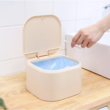 

Newly Desktop Mini Trash Can Press-on Waste Garbage Basket for Office Table