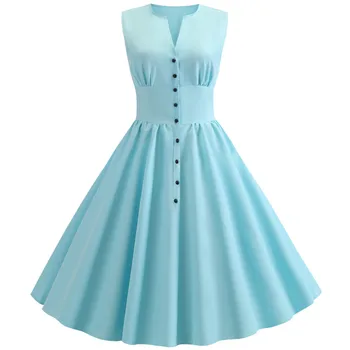 

OWLPRINCESS Women's new splicing v-neck sleeveless posed dress to restore ancient ways