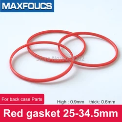 Red Gasket O-Ring for Watch Case Back Repair, 0.6mm Thick, 25-34.5mm Diameter, 1 Piece (28.5 x0.9x0.6mm)