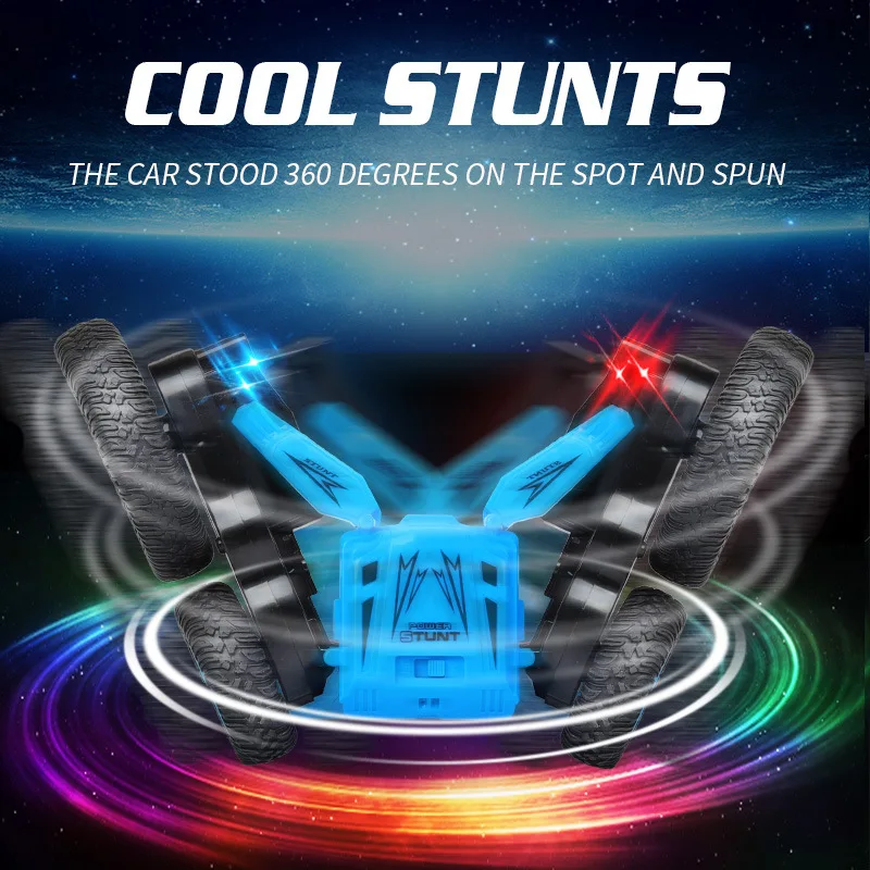 

Игрушечный автомобиль с дистанционным управлением, 2,4 ГГц, двусторонние часы для трюков, цветсветильник с дистанционным управлением, вращение на 360 градусов, детский трюковый маскарадный игрушечный автомобиль