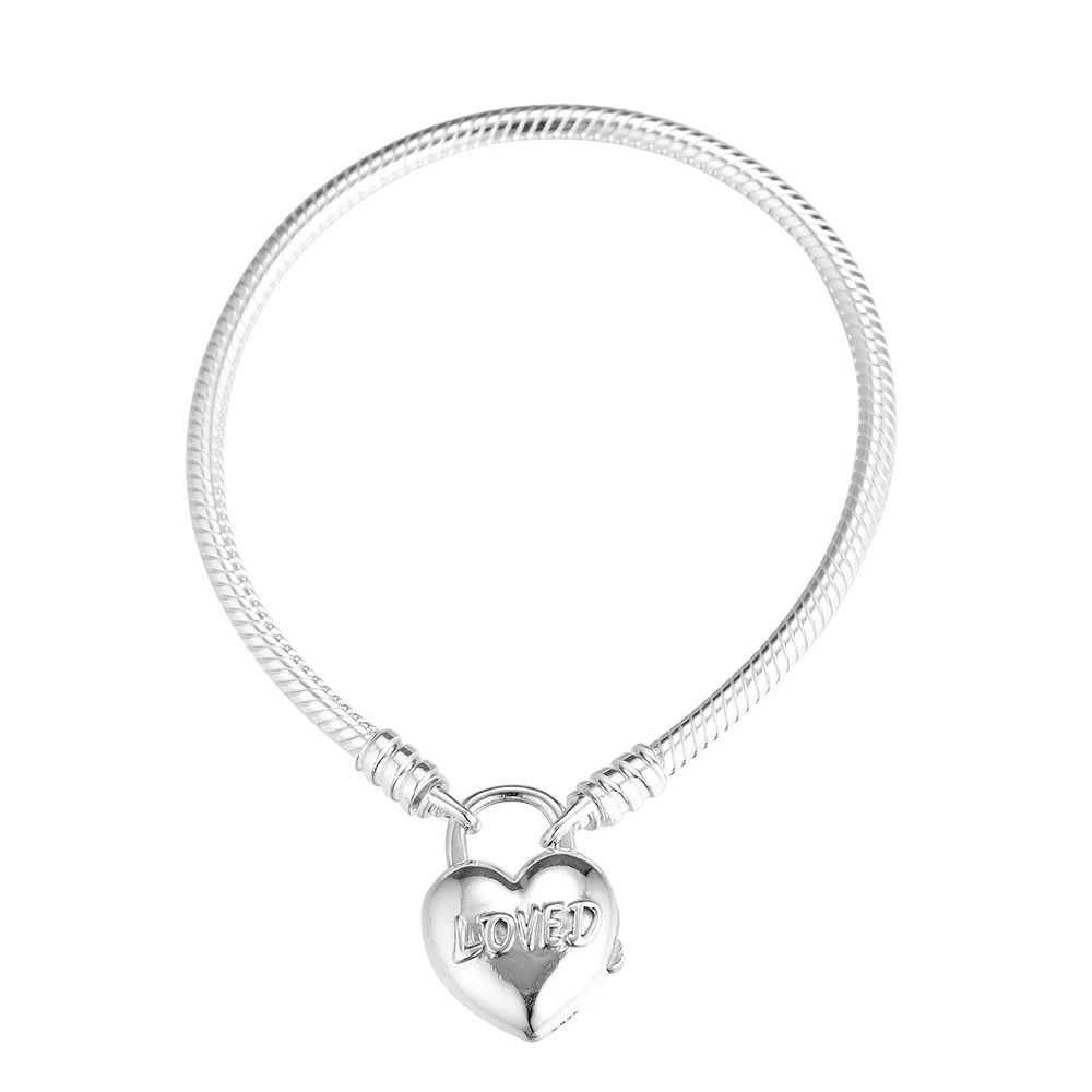

Bracelet Silver 925 Jewelry You Are Loved Heart Padlock Bracelet for Women Gift 100% 925 Sterling Silver free shipping 5B068
