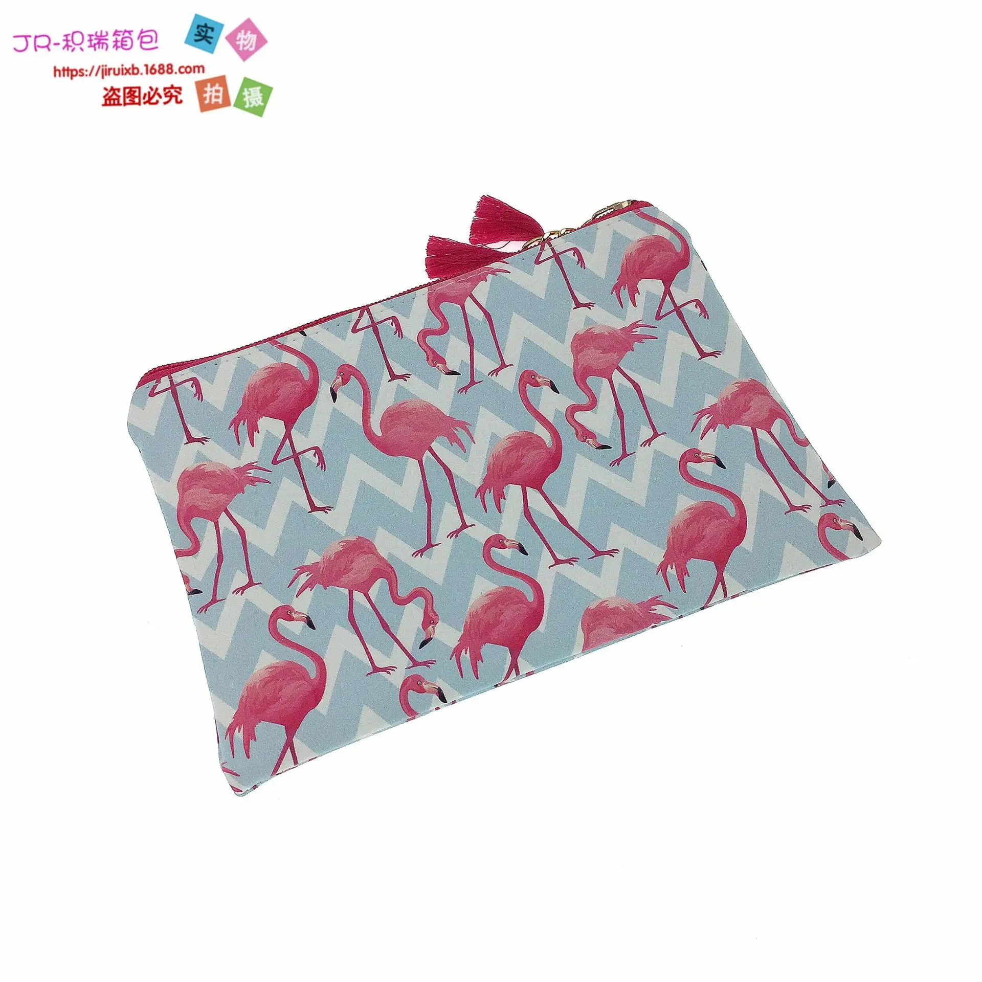 

2018 New Style Hot Sales Europe And America Flamingo PU Purse Document Package Tassels Cosmetic Bag Clutch Bag