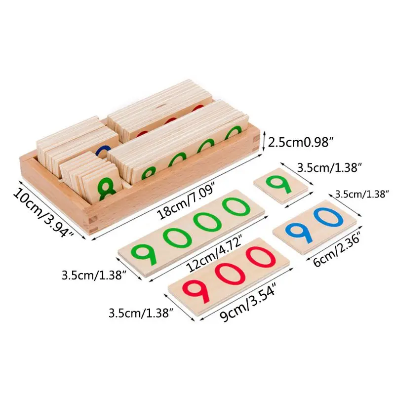 Enfants Numéro en Bois 1-9000 Cartes Montessori Toys Early Math Education for Kid Lyguy Numérique Cartes 