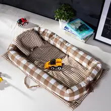 Портативная складная детская мягкая хлопковая спальная кроватка для путешествий с подушкой, простая и Стильная дизайнерская хлопковая кровать