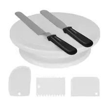 6 шт. полезный нож для теста инструмент, сделай сам, выпечка Инструменты противоскользящие поворотный стол пластик круглый торт проигрыватель для торта магазин