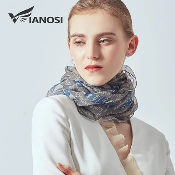 

[VIANOSI] Brand Letter Print Silk Scarf Women Summer hijab luxury brand shawls Sunscreen beach stole scarves for ladies