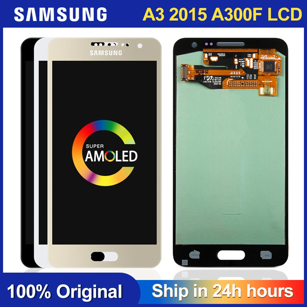 Super AMOLED жк экран для SAMSUNG Galaxy A3 2015 дисплей A300 A300H A300F A300FU сенсорный дигитайзер