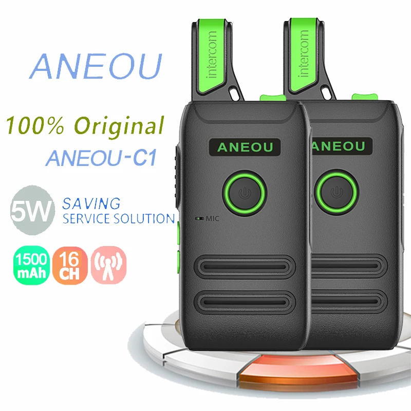 2 шт. ANEOU C1 Мини Портативная рация 5 Вт 16 каналов UHF400-470MHz двухстороннее радио Walky Talky