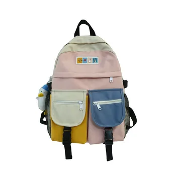 

Nylon College Style Literary and Artistic Color Matching Harajuku Student Schoolbag Korean Casual All-match Backpac