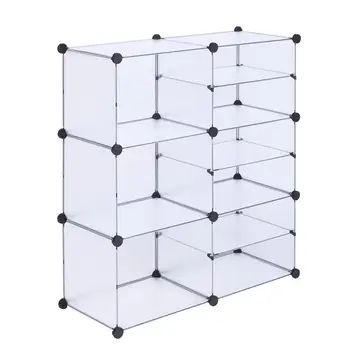 

[US-W]9-Cube Storage Unit, Interlocking Organizer with Divider Design, Modular Cabinet, Bookcase for Closet Bedroom Kid's Room