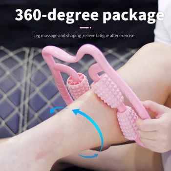 

U Shape Trigger Point Massage Roller for Arm Leg Neck Muscle Tissue for Fitness Gym Yoga Pilates Sports 4 Wheel