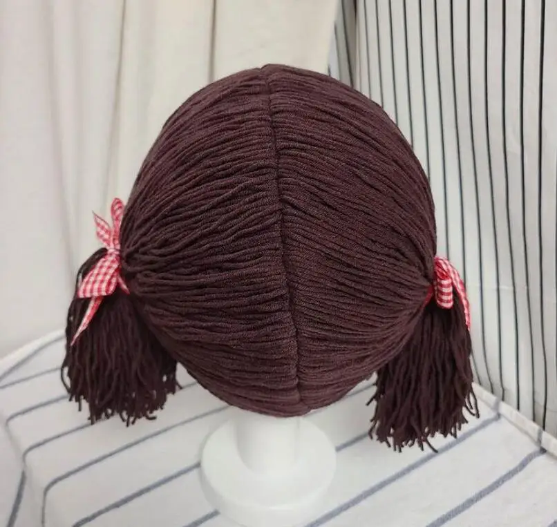 Bonito crianças menina chapéu gorro cabelo pigtail