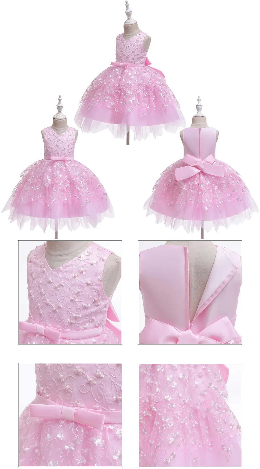 Праздничное платье с цветочным рисунком для маленьких девочек; торжественный костюм для малышей; свадебное платье с цветочным принтом для девочек; кружевное бальное платье без рукавов с цветочным принтом