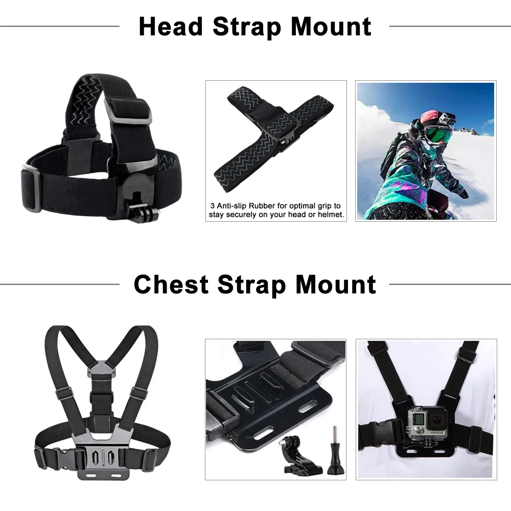 ORBMART for GoPro Accessories Set for Go Pro Hero 9 8 7 6 5 4 Black Mount for Yi 4k Mijia Case for Sjcam Action Camera